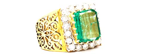 Sterling silver-plated 18-karat gold, emerald and diamond ring - Amrapali